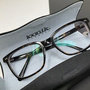 Iconik Eyeglasses Frames Mack C02 Tortoise Square Horn Rim 53-18-140